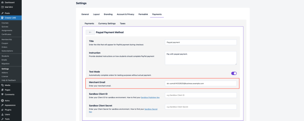 Merchant Email