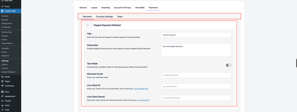 payPal Dashboard