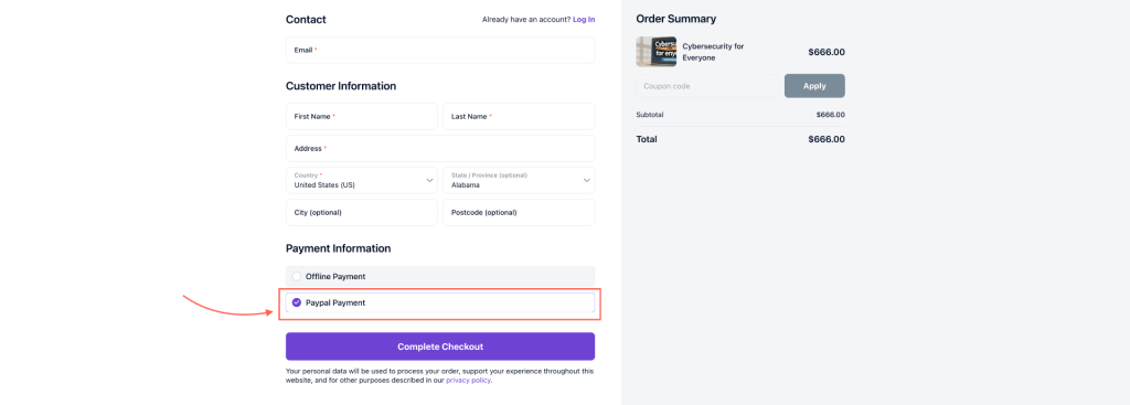 PayPal at Checkout