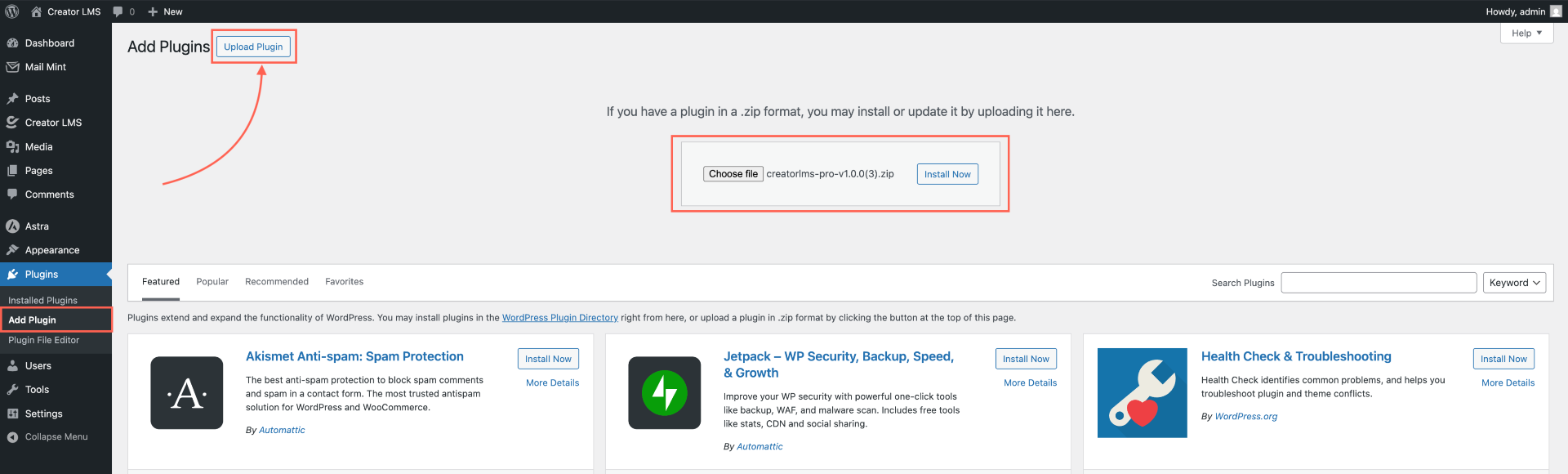 Upload plugin