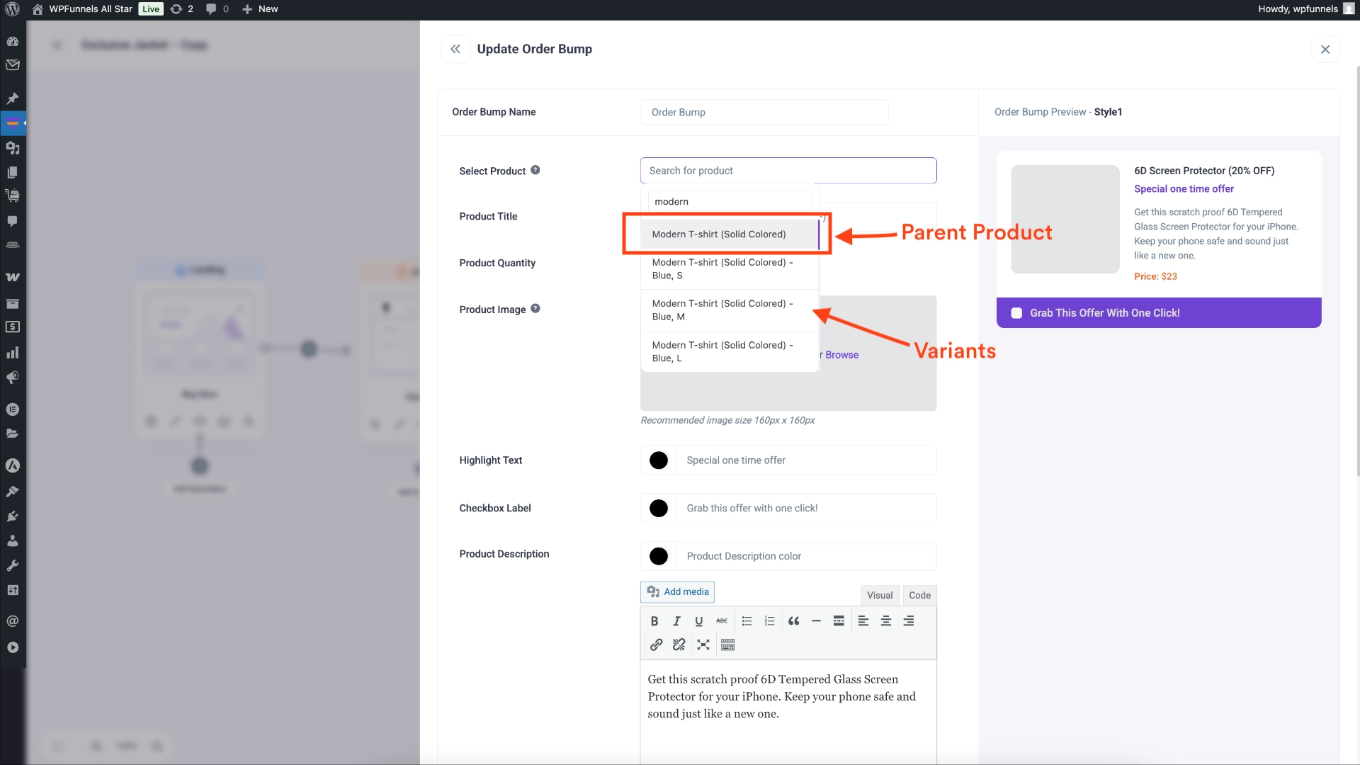 Exciting Update: Variable Products As Order Bumps - A Small Feature With Big Impact 15 Choose Variable Parent Product