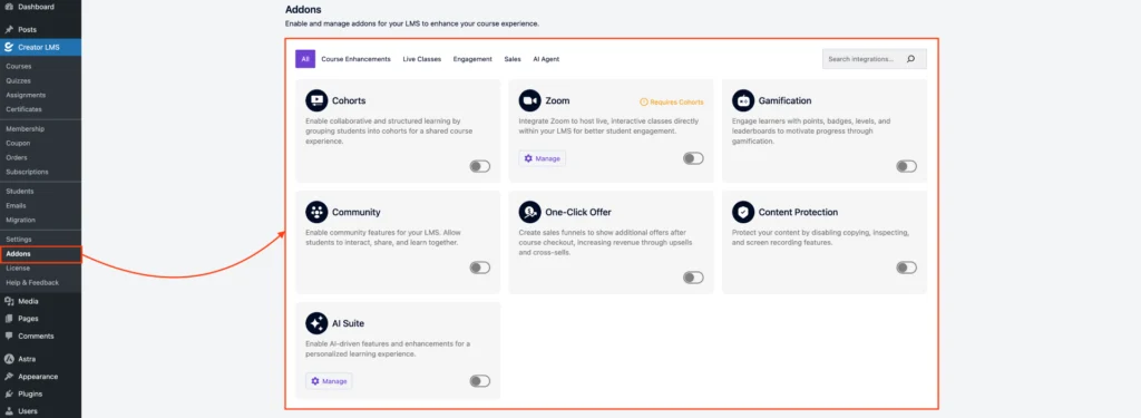 How to Enable Community Features in Creator LMS 2 Addons Dashboard