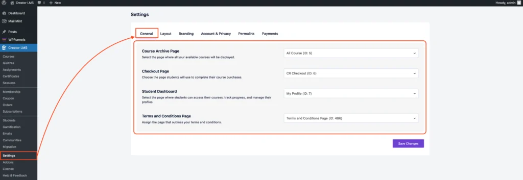 Configure General Settings in CLMS 2 Creator LMS Settings