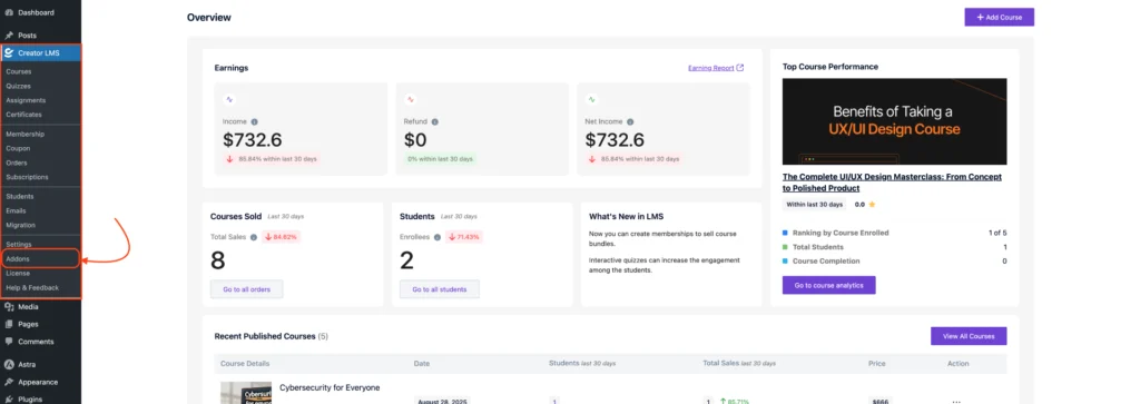 How to Enable Community Features in Creator LMS 1 Creator LMS Dashboard