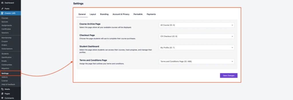 Mollie Payment Setup and Configuration for CreatorLMS 1 Creator LMS-Settings