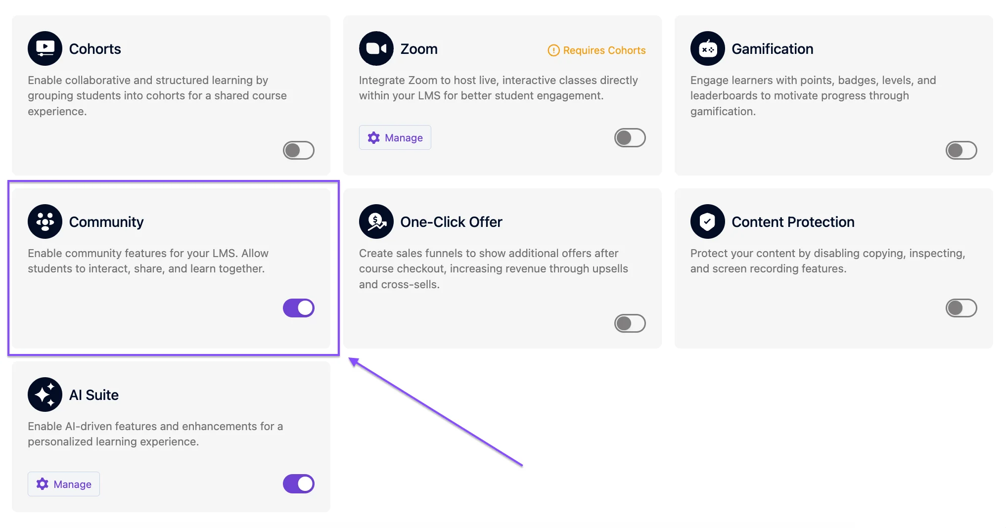 Creator LMS 1.1.0 Is Here - Community Spaces, Bricks Builder, and More! 10 Enable Community addon