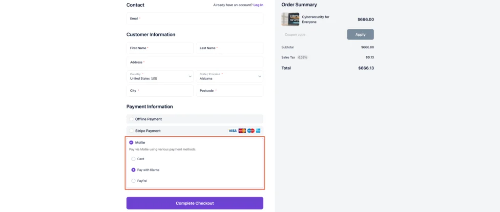 Mollie Payment Setup and Configuration for CreatorLMS 9 Mollie Payment In Checkout