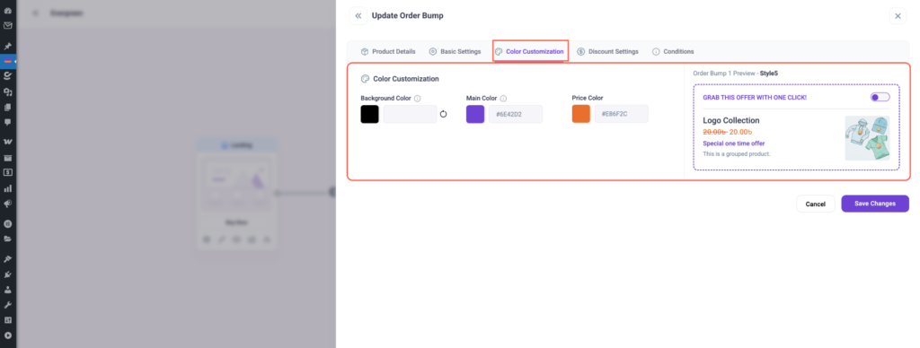 Order Bump Color Customization