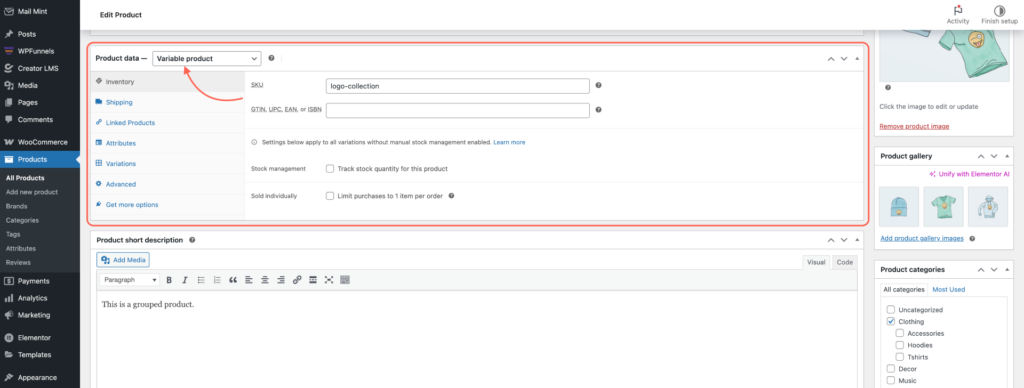 Add a Variable Product 