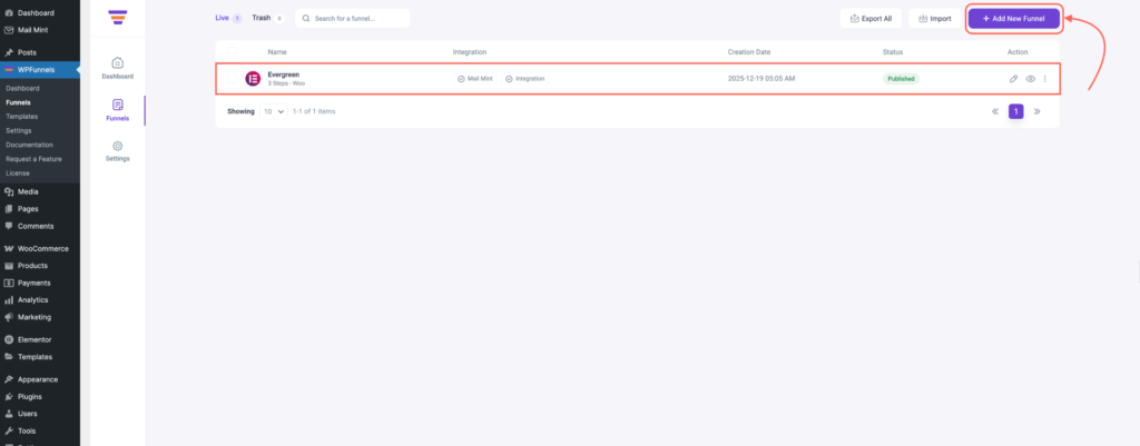 Add a New Funnel or Edit Existing one