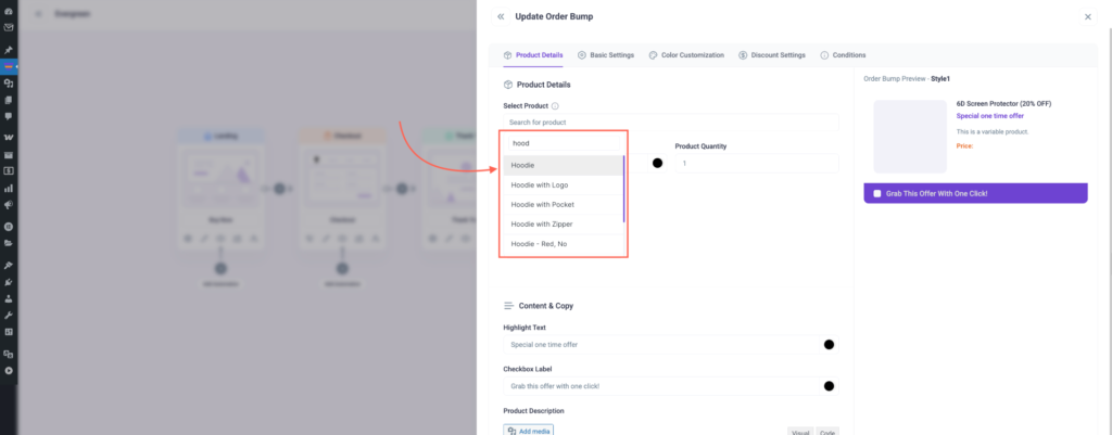 Add a Order Bump Products