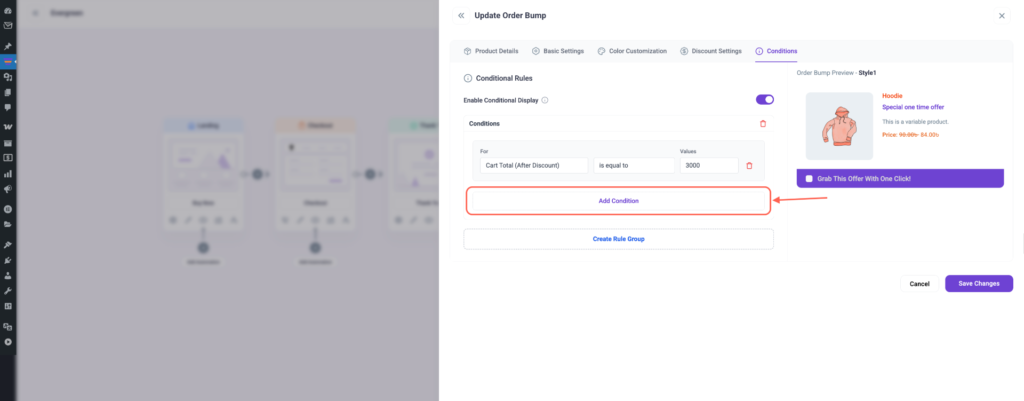 Click Add Condition for a new Condition