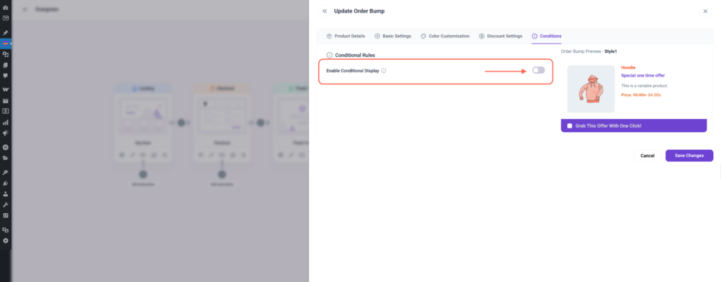 Click on Conditions to Set the Conditional Steps
