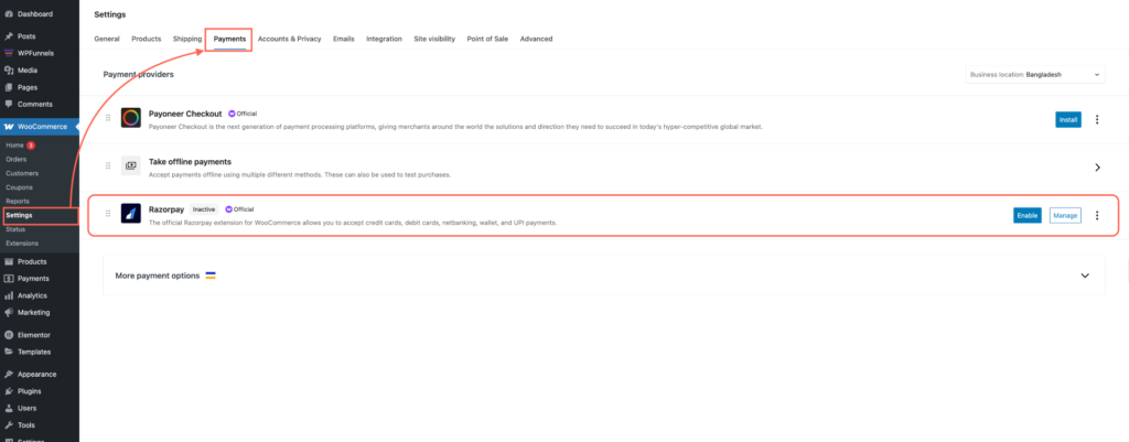 How To Connect Razorpay 1 Go to WooCommerce Payments