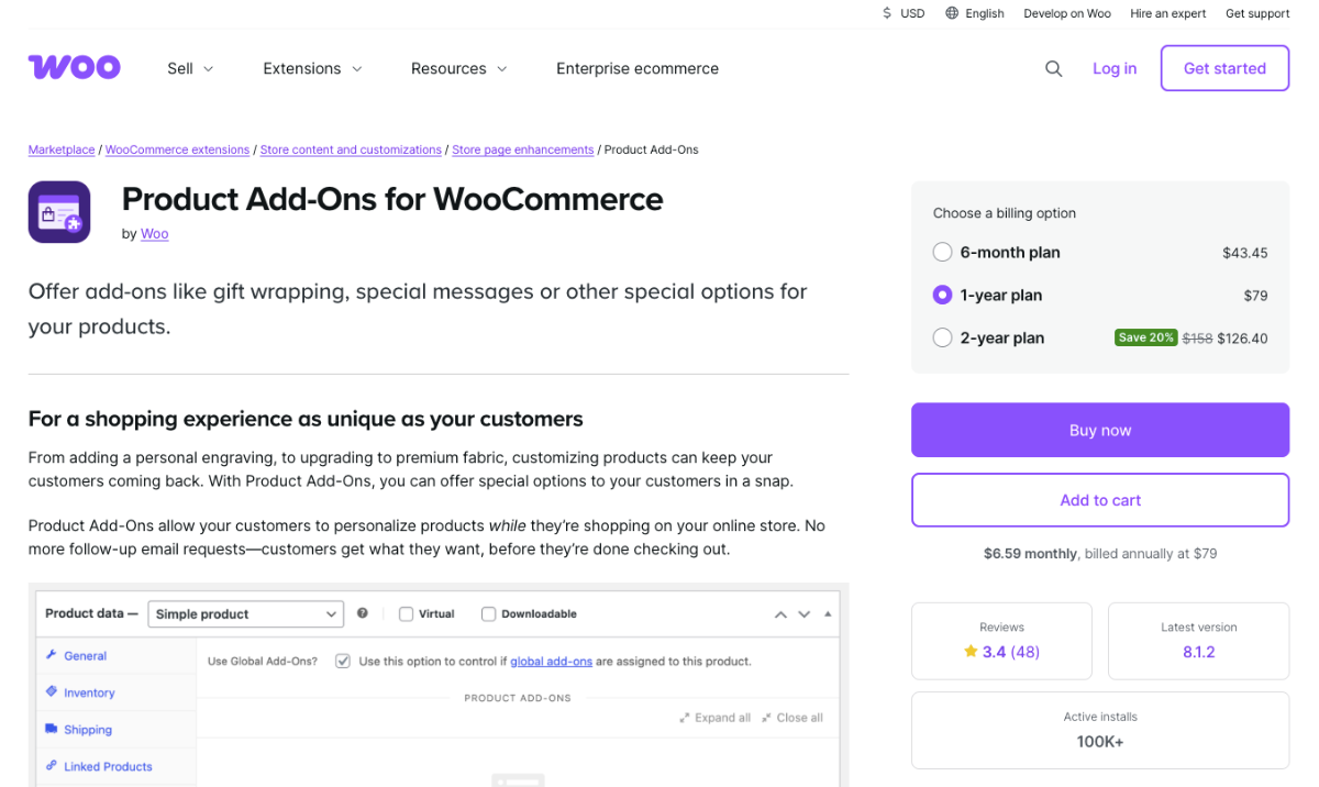 2. WooCommerce Product Add-Ons (Official Extension)
