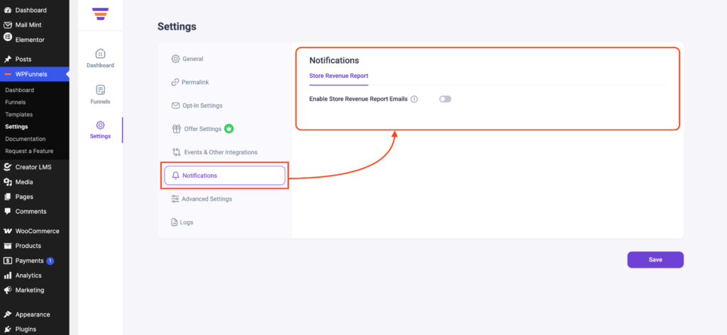 Enable the Revenue Report Email