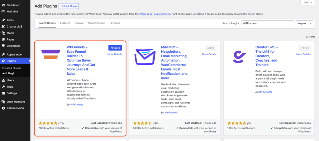 Install and Activate WPFunnels