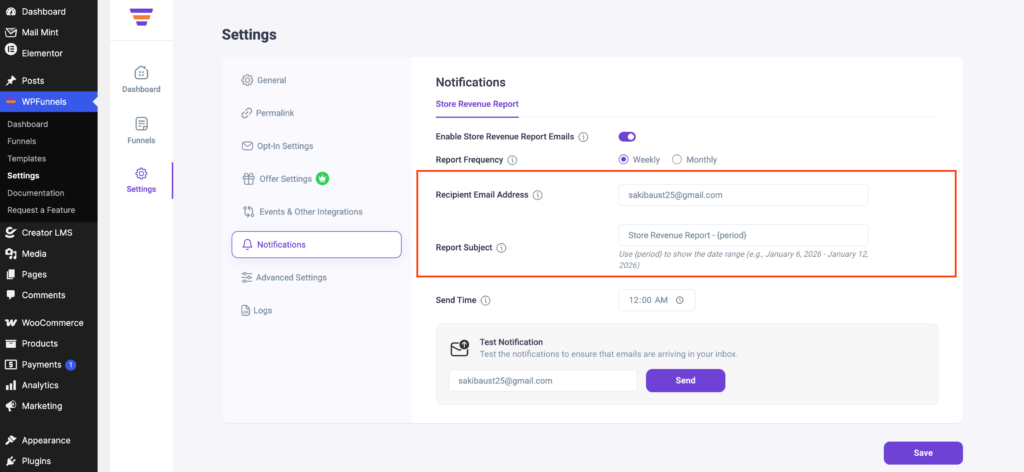 Set the Email Addresses and Subject Line