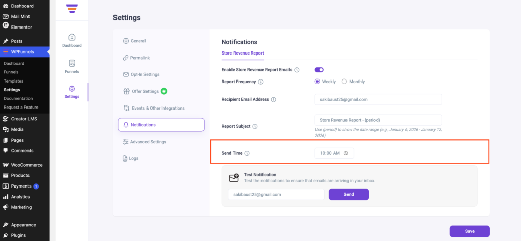 Set the Email Sending Time