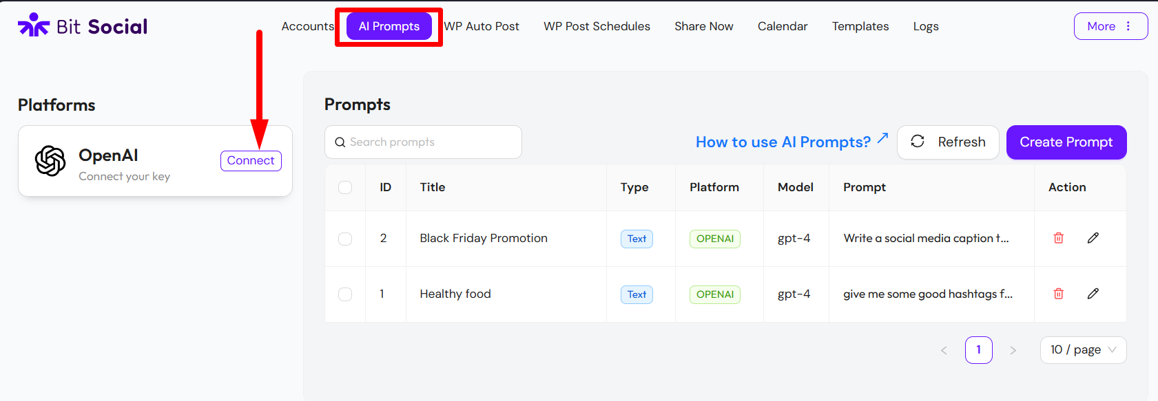 Step 04: Use AI Prompts in Bit Social 