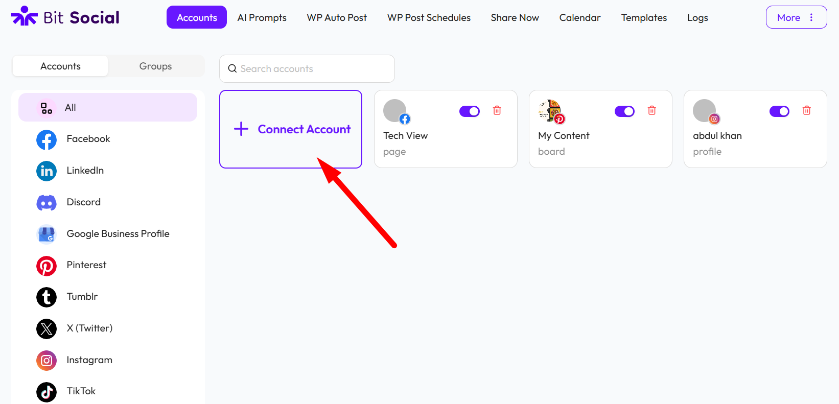 Step 02: Connect Your Social Accounts
