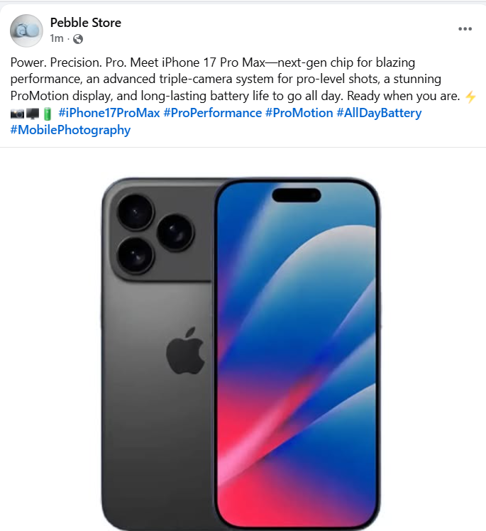 The post appeared automatically on my Facebook page