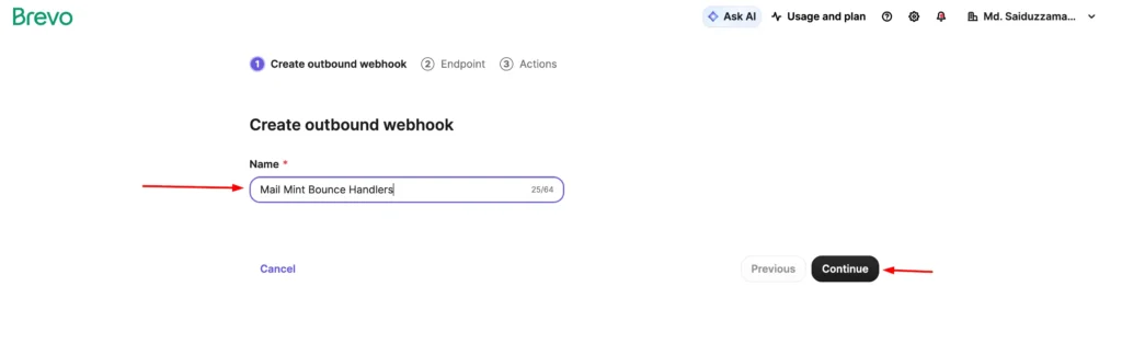 Brevo Create Webhook
