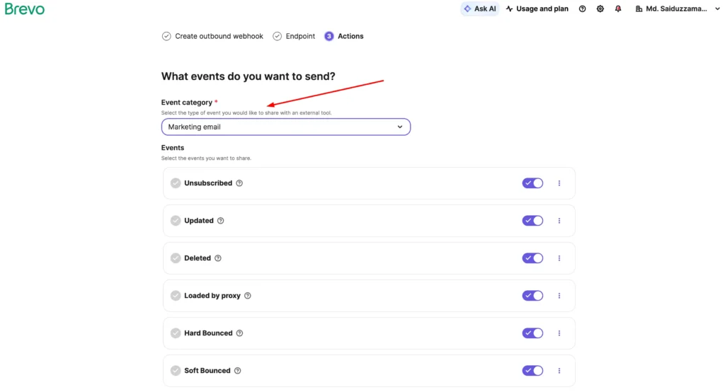 Brevo Webhook Actions