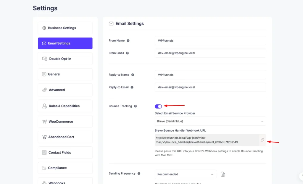 Mail Mint Webhook Settings