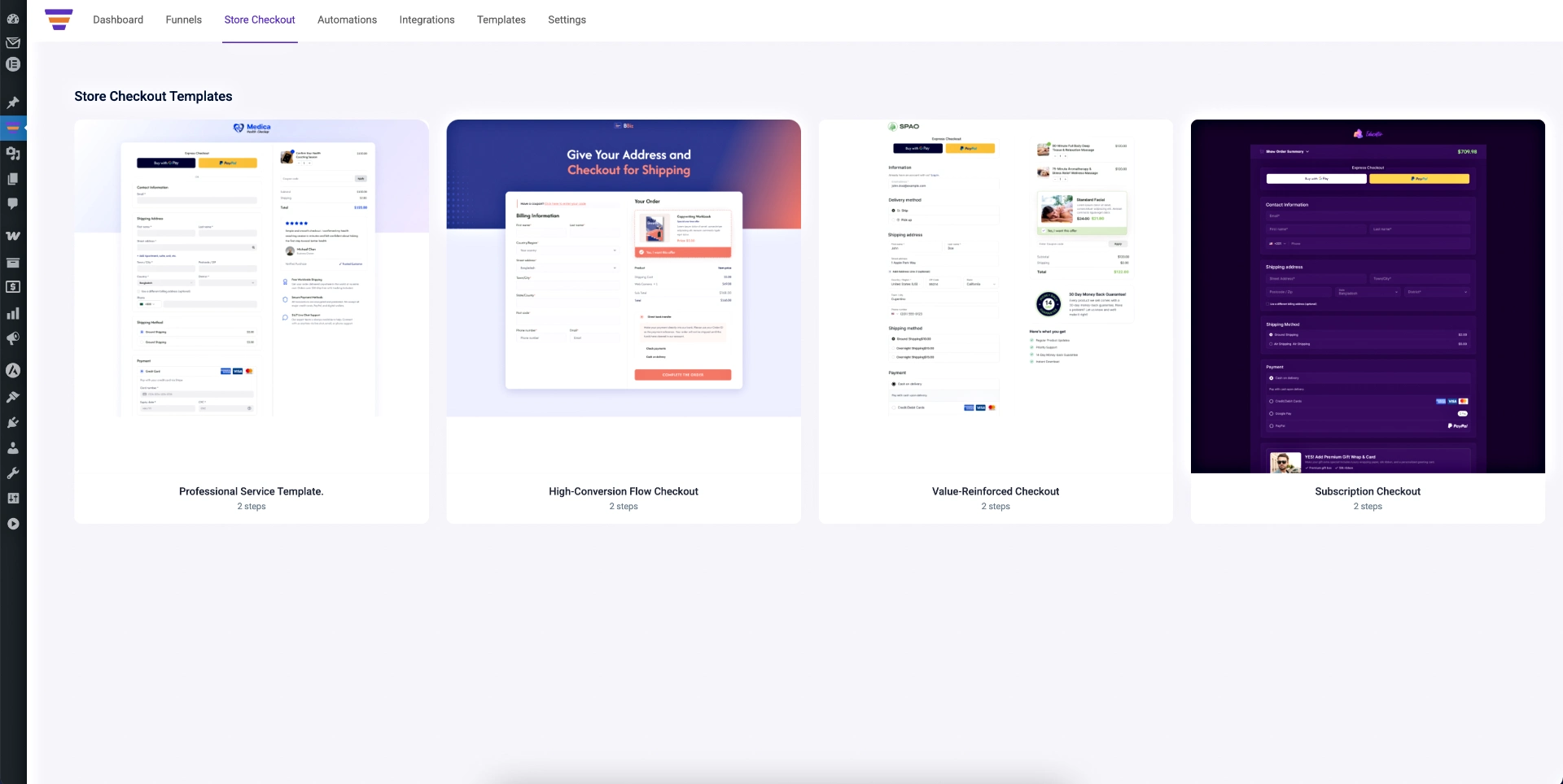New Store Checkout Templates in WPFunnels 3.10