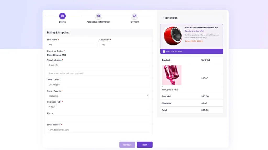 Order bump during WooCommerce checkout