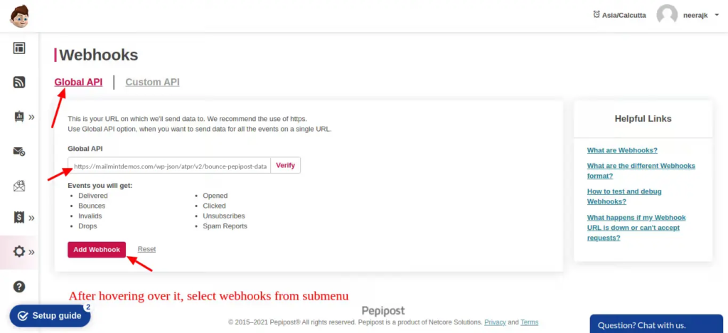 global api webhook pepipost edited