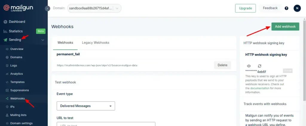 mailgun add webhook edited