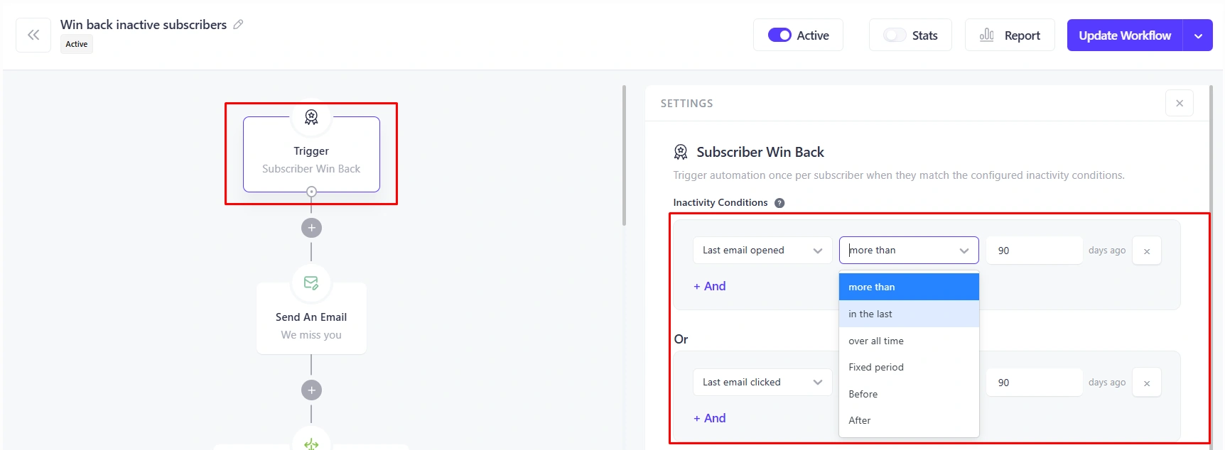 03 mail mint subscriber win back trigger settings