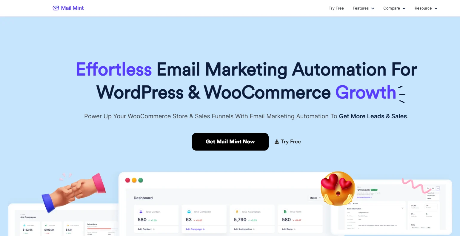 Mail Mint self hosted email marketing software for WooCommerce with email automation, customer segmentation, newsletters, and abandoned cart recovery