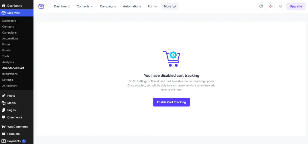 enable cart tracking