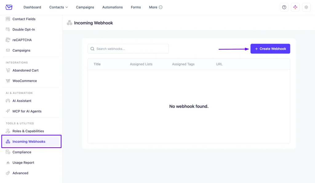 Webhook Integration with Mail Mint 1 Create Incoming Webhook