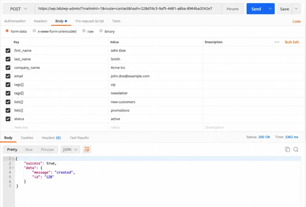 Webhook Integration with Mail Mint 4 Incoming Webhook Example Data