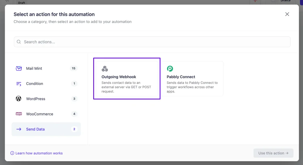 Webhook Integration with Mail Mint 5 Outgoing Webhook Action