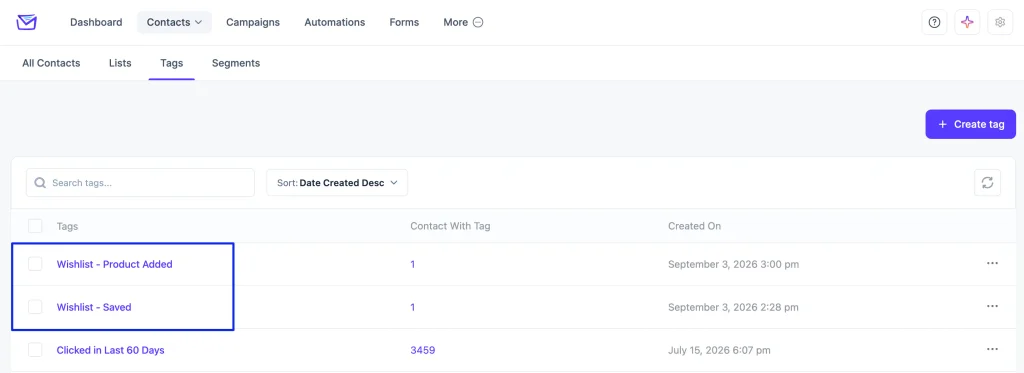SaveTo Wishlist Integration with Mail Mint 1 saveto wishlist tags 1