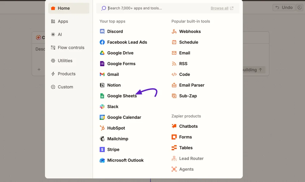 Google Sheets Trigger in Zapier