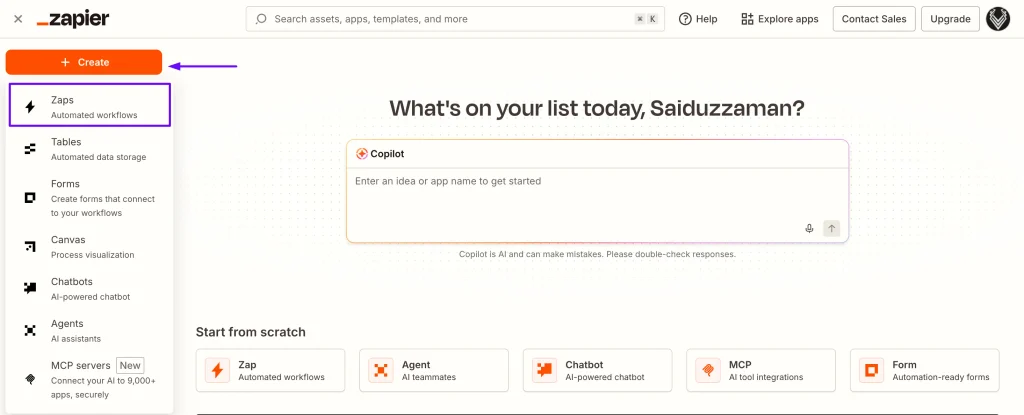 Zapier Dashboard