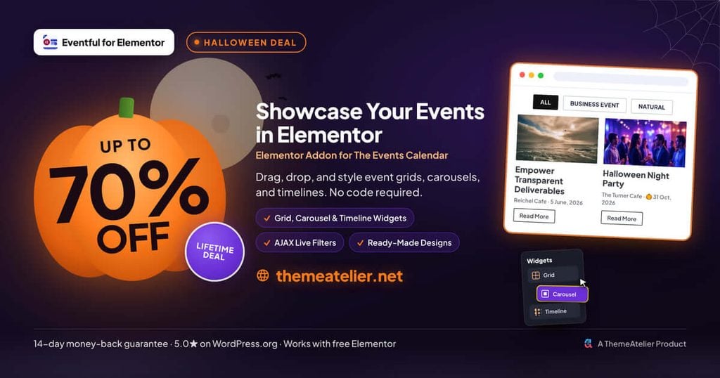 Eventful for Elementor Halloween Deal Details 2026